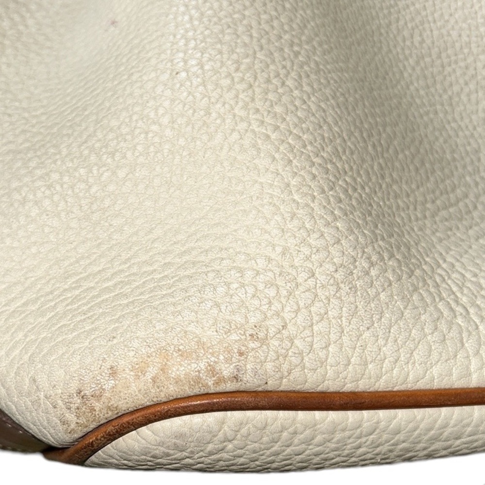Vintage Dooney & Bourke 1980s Ivory Pebbled Leather Drawstring Bucket Bag - Picture 13 of 16